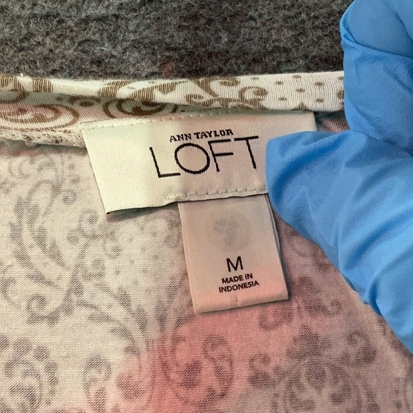 LOFT White and Brown Patterned Blouse - Picture 3 of 3